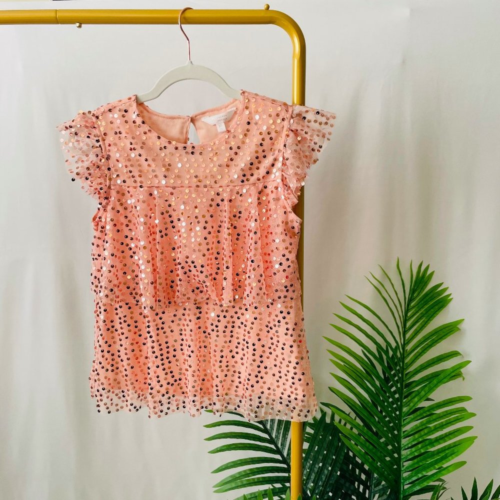 LC Lauren Conrad Sequin Flutter Sleeve Top! Size XS